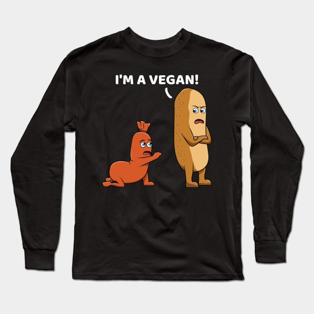 Funny Vegan Sausage Bun Bread Hot Dog Long Sleeve T-Shirt by jkshirts